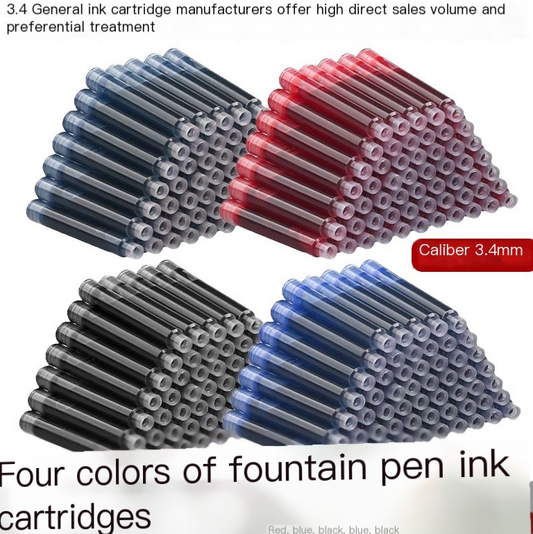 Fountain Pen Ink Cartridges in Blue, Black, Red (3.4)