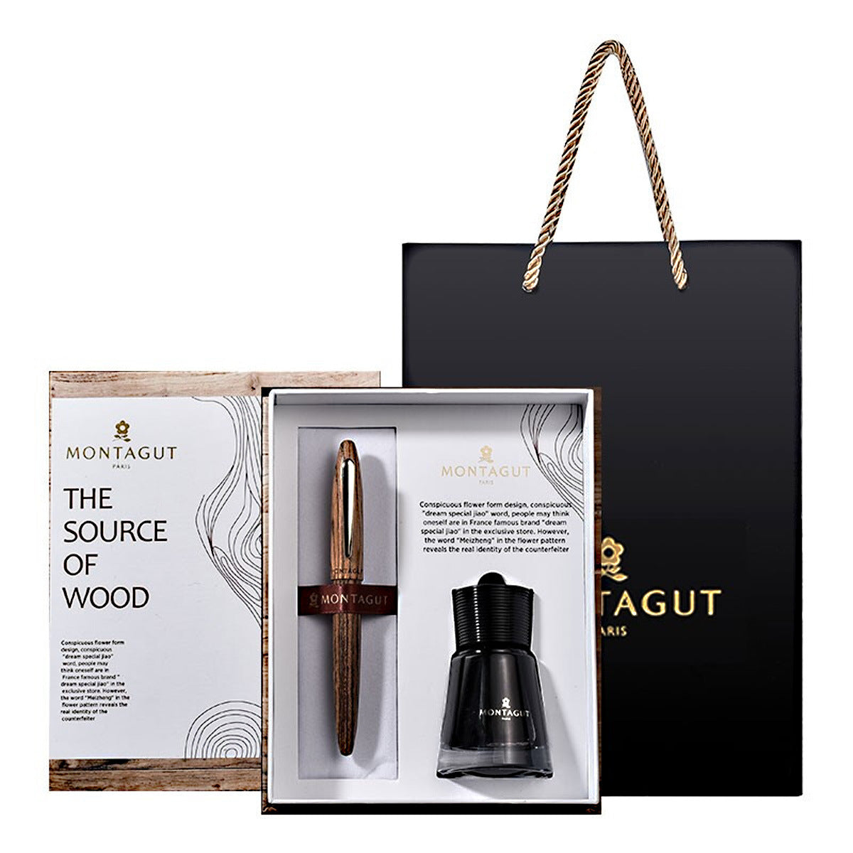 Montblanc Gift Box Set - Wooden Fountain Pen for Calligraphy